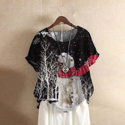 Great Pyrenees Waiting For Casual Short Sleeve Shirt | Summer Blouse | Women Cotton T-shirt