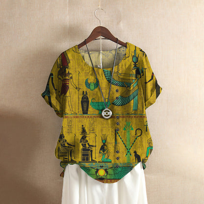 Legend Of Ancient Egyptian Pharaoh Casual Short Sleeve Shirt | Summer Blouse | Women Cotton T-shirt
